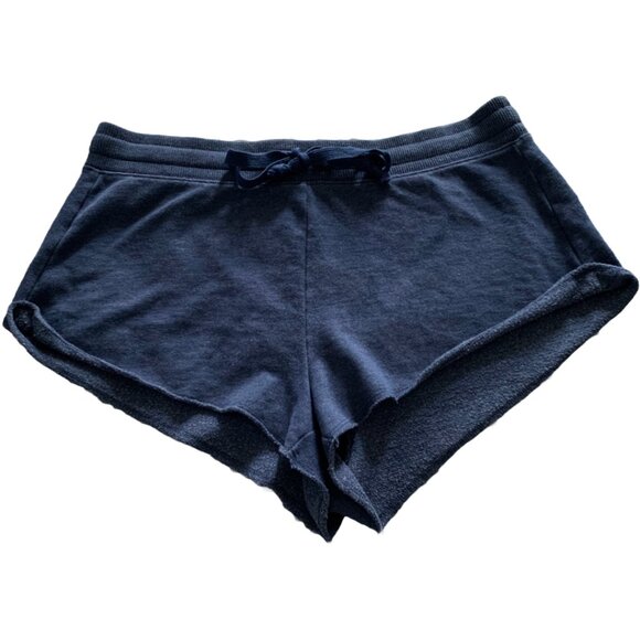 AERIE Womens' Navy Blue Super Short Athletic Lounge Fleece Shorts Sz L - Picture 3 of 4